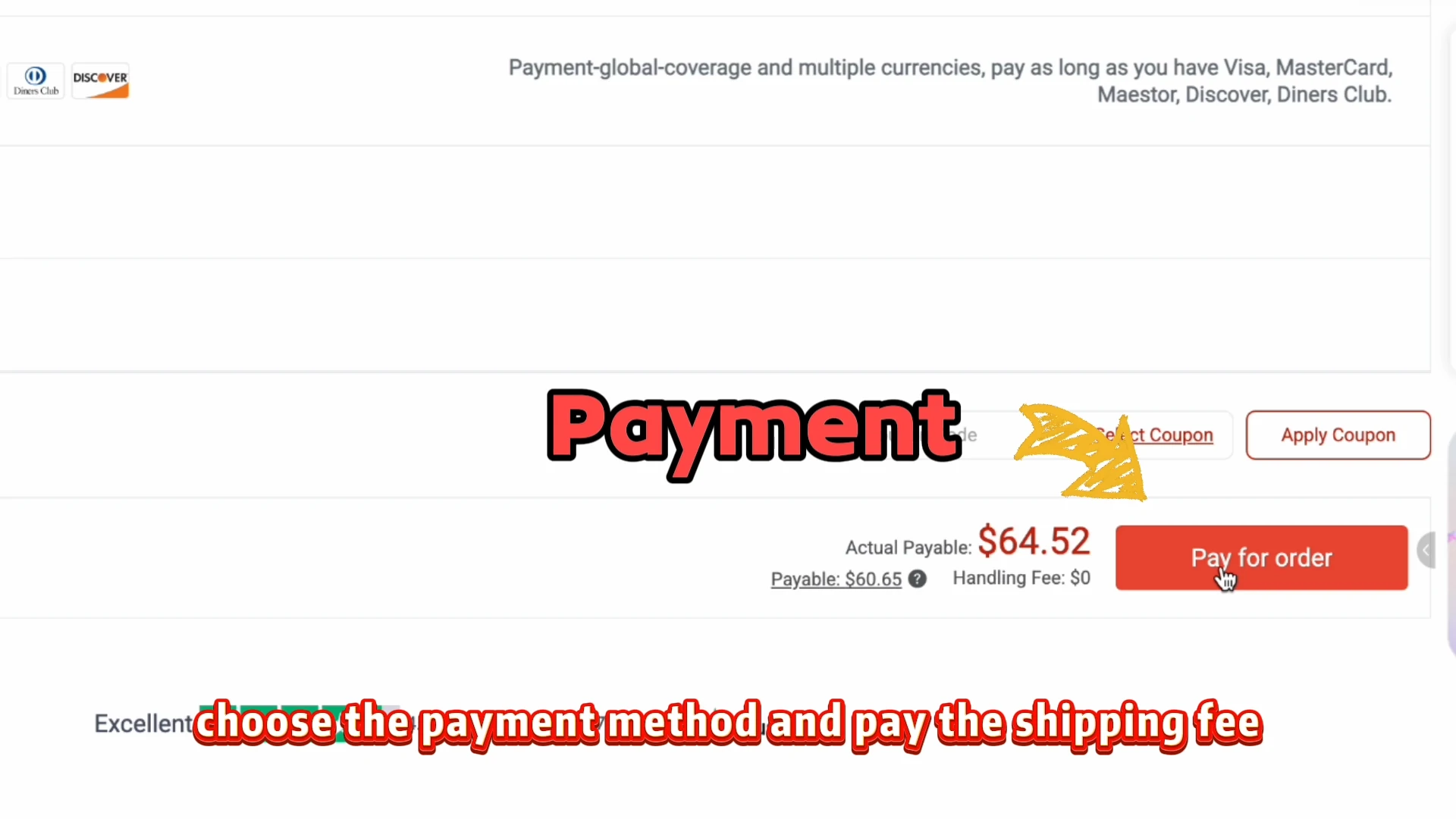 Beispiel der CNFans-Frachtzahlung mit Pay for order